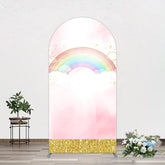 Lofaris Rainbow Pink Gold Glitter Birthday Arch Backdrop